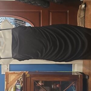 Express Matte Black Midi Dress, M, Lined, Adjustable Staps.